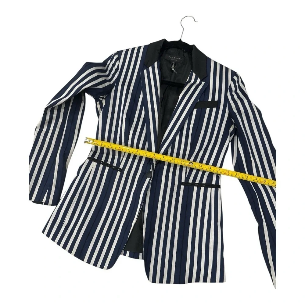 Rag & Bone Windsor Blazer Navy/White Striped Cotton Size 2